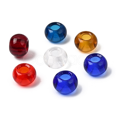 Mixed Color Handmade Rondelle Lampwork Large Hole European Beads X-GPDL-D003-M-1-1