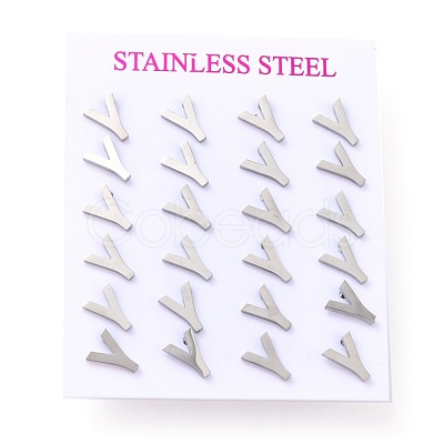 Tarnish Resistant 304 Stainless Steel Greek Alphabet Stud Earrings STAS-D007-07P-20-1