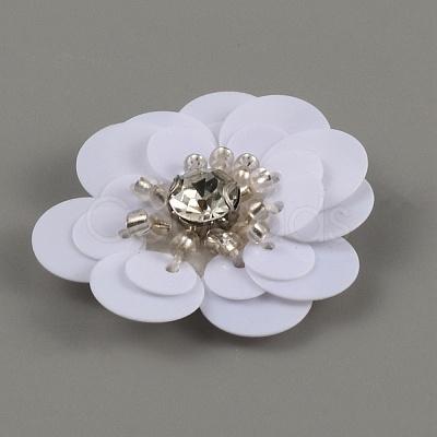 Flower Shape PVC Sequin/Paillette Beading Appliques DIY-WH0308-287D-1