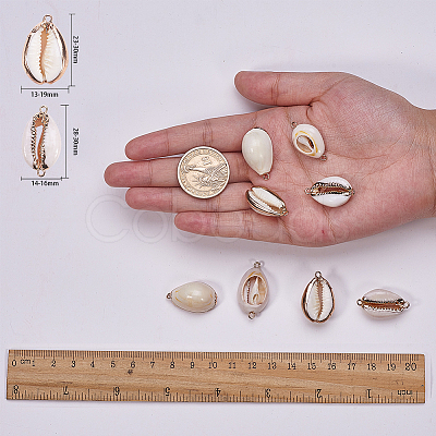 Electroplate Cowrie Shell Links SSHEL-SC0001-01G-1