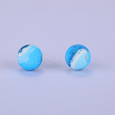 Printed Round Silicone Focal Beads SI-JX0056A-24-1