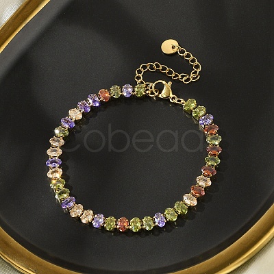 304 Stainless Steel Oval Link Chain Bracelets for Women BJEW-P348-01F-G-1