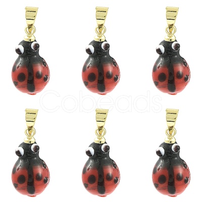 6Pcs Handmade Lampwork Pendants LAMP-FS0001-57B-1