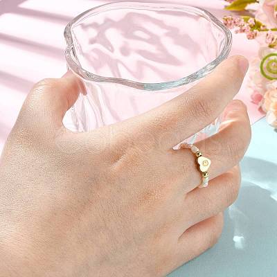 Natural Freshwater Pearl & 304 Stainless Steel Bead Finger Rings RJEW-FS00001-07-1