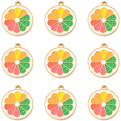 10PCS 10Pcs Fruit 304 Stainless Steel Enamel Charms STAS-YW0003-17G-1