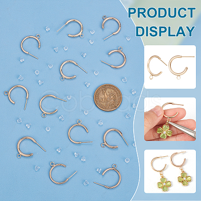 12Pcs Brass Ring Stud Earring Findings KK-BC0011-04-1
