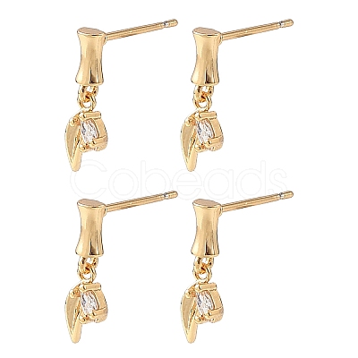 SHEGRACE Brass Micro Pave Cubic Zirconia Stud Earrings XGRQ4N987-713G-1