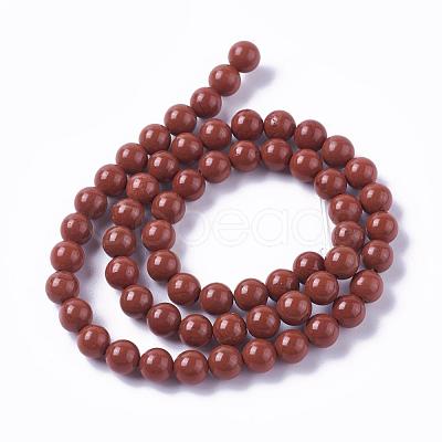 Natural Red Jasper Beads Strands G-F348-01-6mm-AA-1