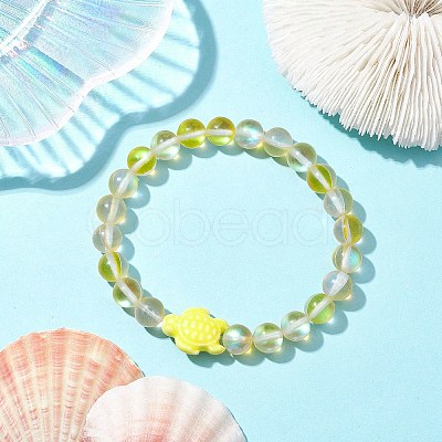 8mm Round Dyed Synthetic Moonstone Beaded Stretch Bracelets BJEW-JB10308-04-1
