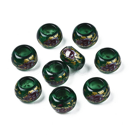 Flower Printed Transparent Acrylic Rondelle Beads TACR-S160-01-C03-1