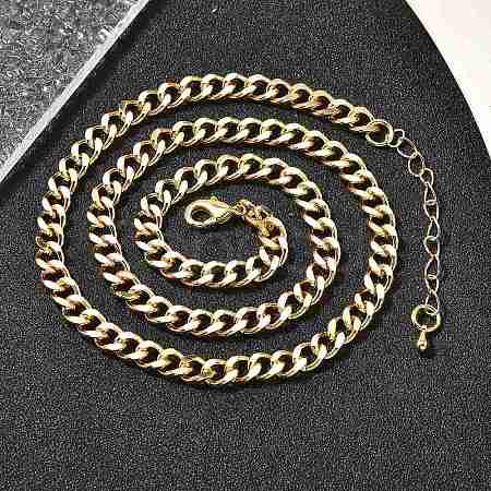 Brass Cuban Link Chain Necklaces for Women NJEW-U022-01G-1