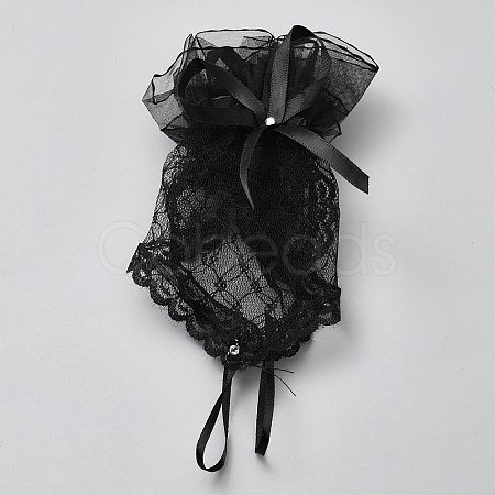 Polyester Stretch Short Fishing Net Gloves AJEW-WH0470-26-1