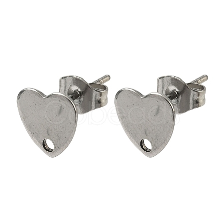 Non-Tarnish 304 Stainless Steel Heart Stud Earring Findings STAS-R063-37-1