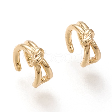 Brass Cuff Earrings X-EJEW-F255-05G-1