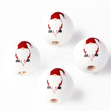 Painted Natural Wood Round Beads WOOD-N006-184-1