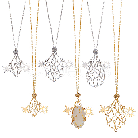 6Pcs 2 Colors Brass Chain Macrame Pouch Necklace Making NJEW-PH01562-1