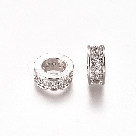 Brass Micro Pave Clear Cubic Zirconia European Beads X-ZIRC-I038-23P-1