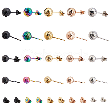 20Pcs 10 Style Ion Plating(IP) 304 Stainless Steel Stud Earring Findings STAS-DC0001-10-1