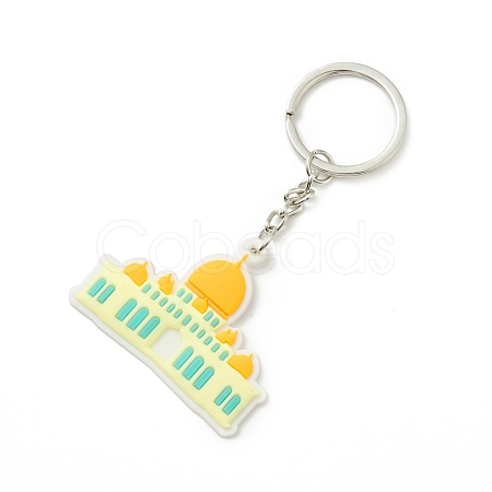 Mosque Shaped Eid Mubarak Keychain PVC Plastic Keychain KEYC-G053-02P-1