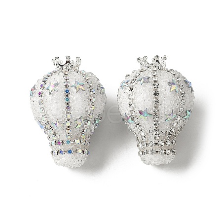 Crown Hot Air Balloon Acrylic Rhinestone Beads OACR-S048-03D-1