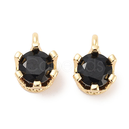 Brass Micro Pave Cubic Zirconia Charms KK-C051-39G-05-1