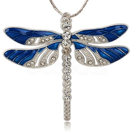 Platinum Alloy Enamel Dragonfly Big Pendants ENAM-J033-03P-1