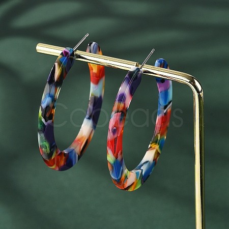 Cellulose Acetate(Resin) Half Hoop Earrings X-KY-S163-374-1