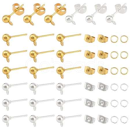 Iron Ball Stud Earring Findings & Ear Nuts & Open Jump Rings IFIN-YW0003-69-1