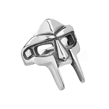 Titanium Steel Gothic Mask Finger Ring for Men Women RJEW-WH0001-12B-1