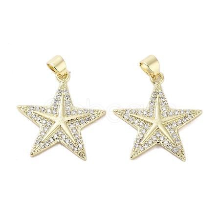 Rack Plating Star Brass Micro Pave Cubic Zirconia Pendants KK-E102-11G-1