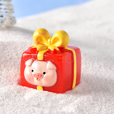 Christmas Themed Resin Gift Box Figurine XMAS-PW0001-091H-1