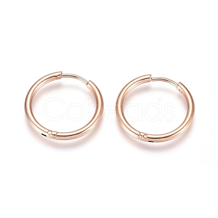304 Stainless Steel Huggie Hoop Earrings EJEW-G272-02-16mm-RG-1