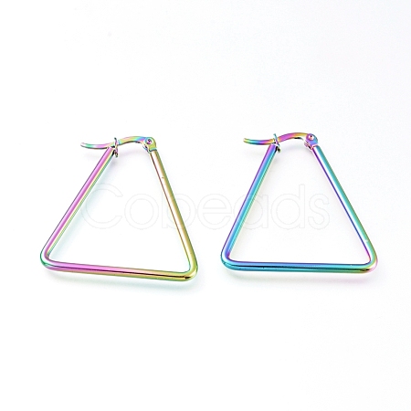 201 Stainless Steel Angular Hoop Earrings EJEW-A052-26D-M-1