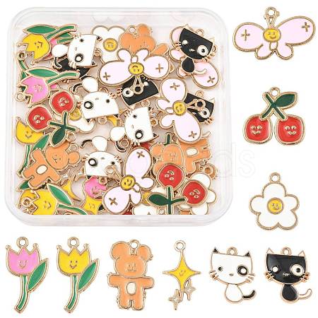 36Pcs 9 Styles Alloy Enamel Pendants ENAM-FS0004-31-1