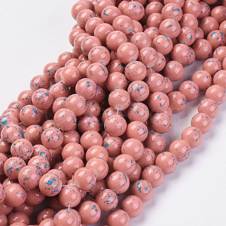 Opaque Baking Painted Glass Beads Strands GLAA-L024-D-21-1