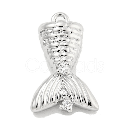 Brass Micro Pave Clear Cubic Zirconia Pendants KK-U015-08P-1