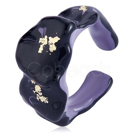 Glitter Enamel Twist Wave Open Cuff Ring JR923A-1