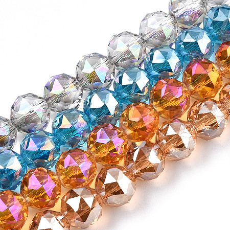 Electroplate Transparent Glass Beads Strands EGLA-N002-34C-M-1