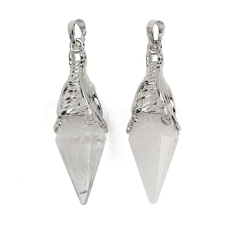 Natural Quartz Crystal Faceted Bicone Big Pendants G-Z101-03P-05-1