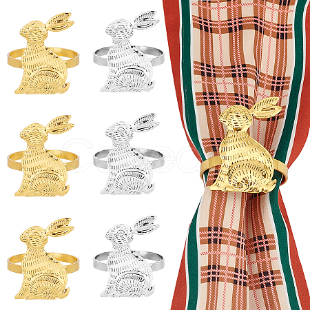 6Pcs 2 Colors Tibetan Style Iron Napkin Rings AJEW-UN0001-34-1