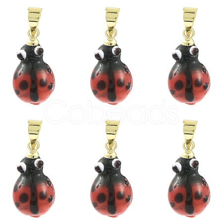 6Pcs Handmade Lampwork Pendants LAMP-FS0001-57B-1