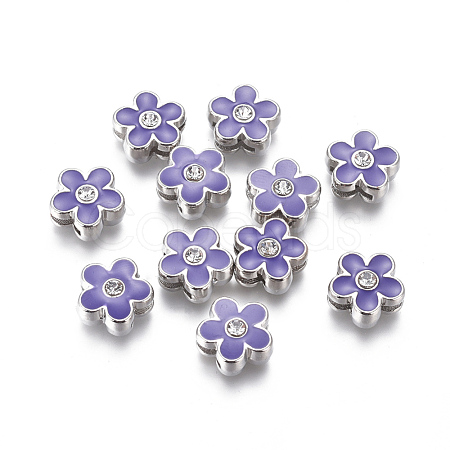 Rhinestone Alloy Slide Charms RSB359-8-1