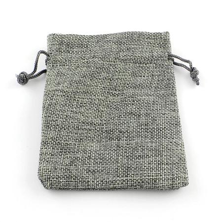 Polyester Imitation Burlap Packing Pouches Drawstring Bags ABAG-R005-18x13-04-1