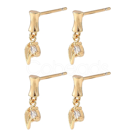 SHEGRACE Brass Micro Pave Cubic Zirconia Stud Earrings XGRQ4N987-713G-1