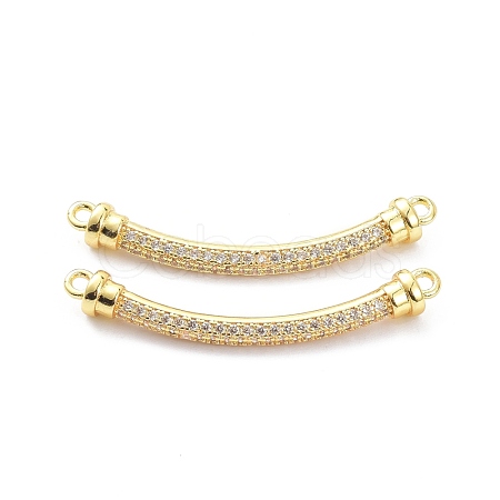 Brass Micro Pave Clear Cubic Zirconia Normal Link Connectors ZIRC-K086-31G-1