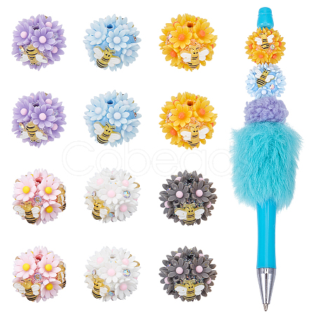 12Pcs 6 Colors Handmade Polymer Clay Beads CLAY-FG0001-01A-1