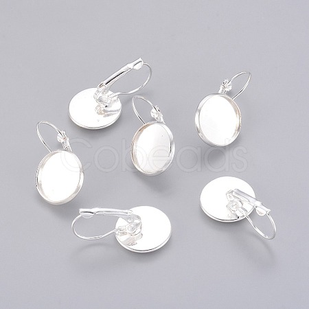 Brass Leverback Earring Findings KK-C1244-14mm-S-NF-1