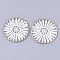 Polyester Woven Big Pendant Decorations, with Iron Findings, Flat Round, Light Gold, White, 52x1.5mm