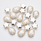 UV Plating ABS Plastic Pendants, with ABS Plastic Imitation Pearl Cabochons, Light Gold, Star with Teardrop, Creamy White, 33x15x8mm, Hole: 5mm