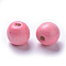 Dyed Natural Wood Beads, Round, Lead Free, Pink, 10x9mm, Hole: 3mm, about 3000pcs/1000g